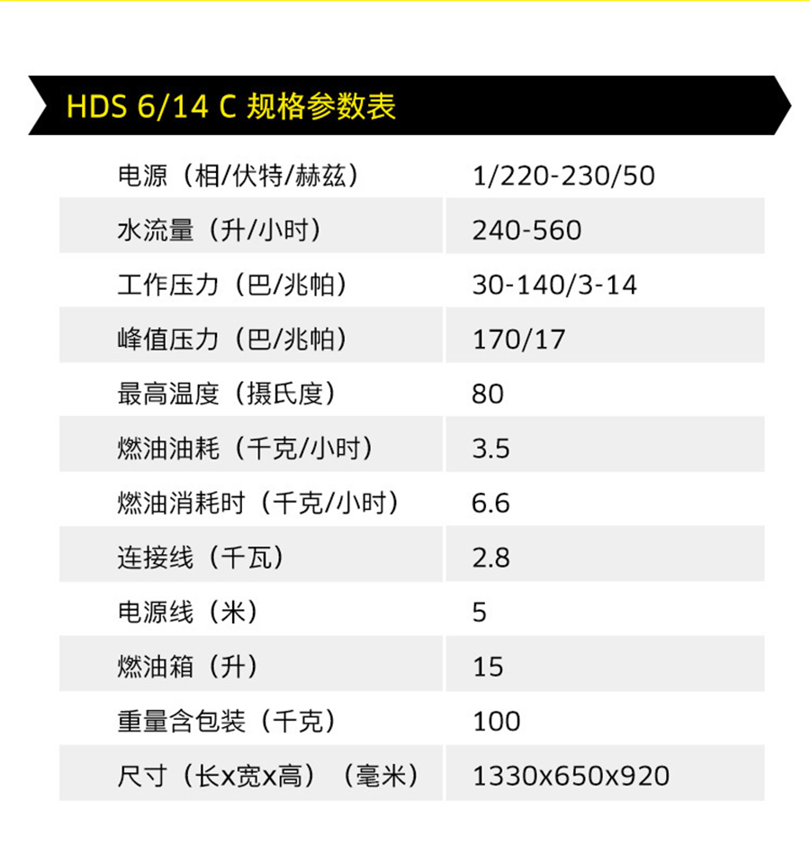 卡赫 紧凑型热水高压清洗机HDS 6/14 C