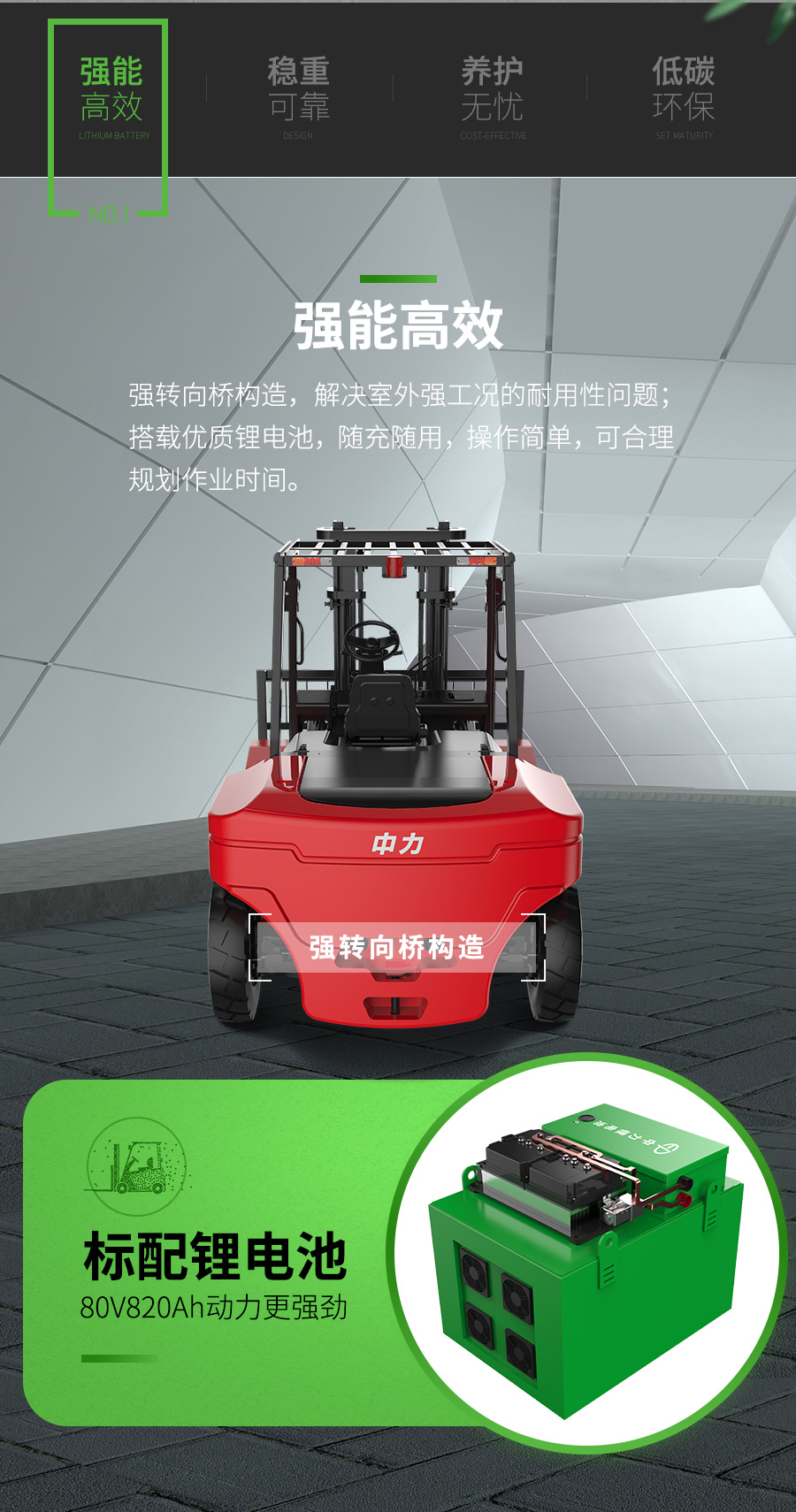 7吨中力牌锂电池叉车ICE701B