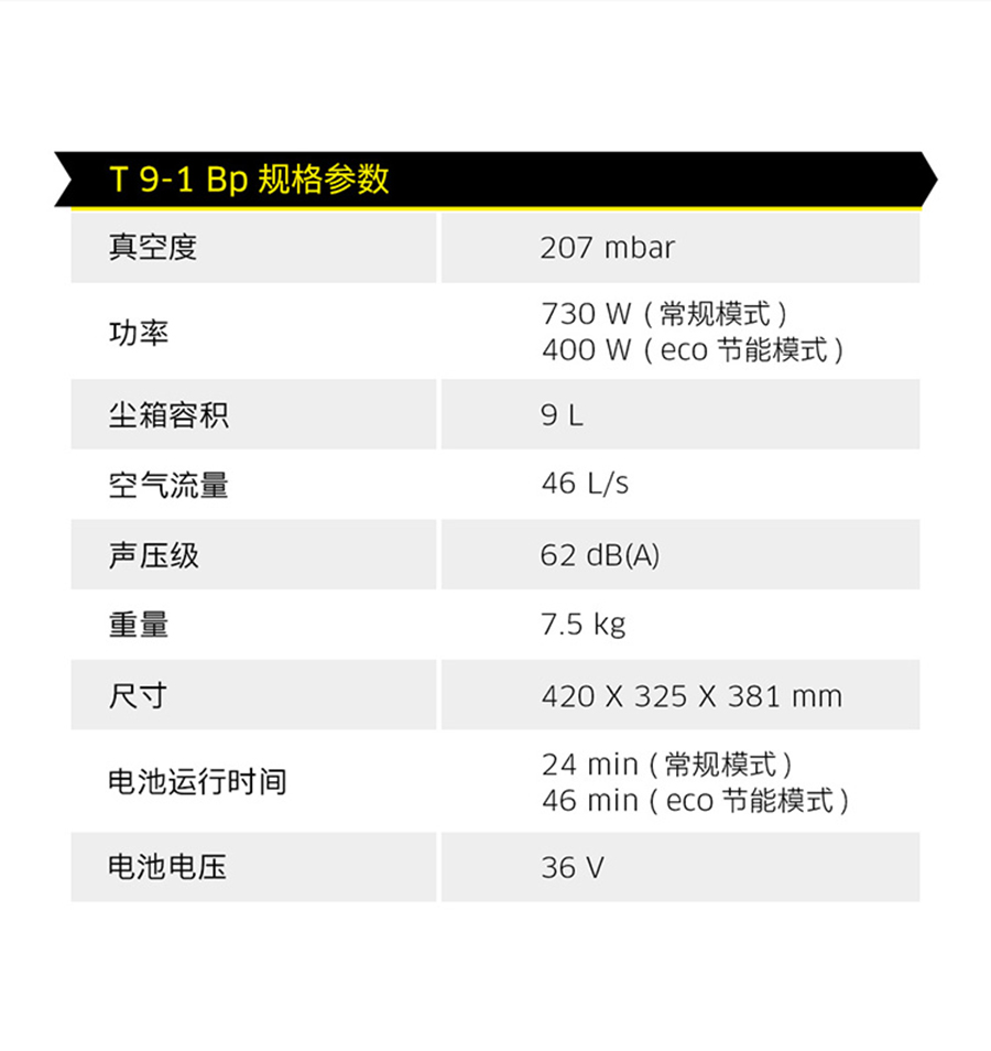 卡赫干式吸尘器T 9/1 Bp