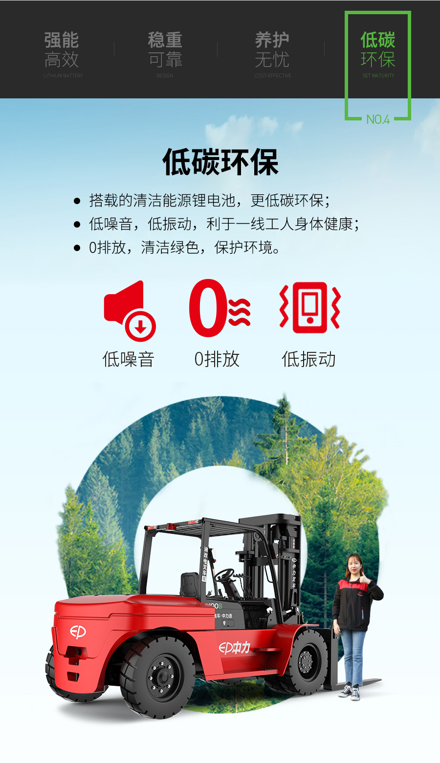 8吨中力牌锂电池叉车ICE801B