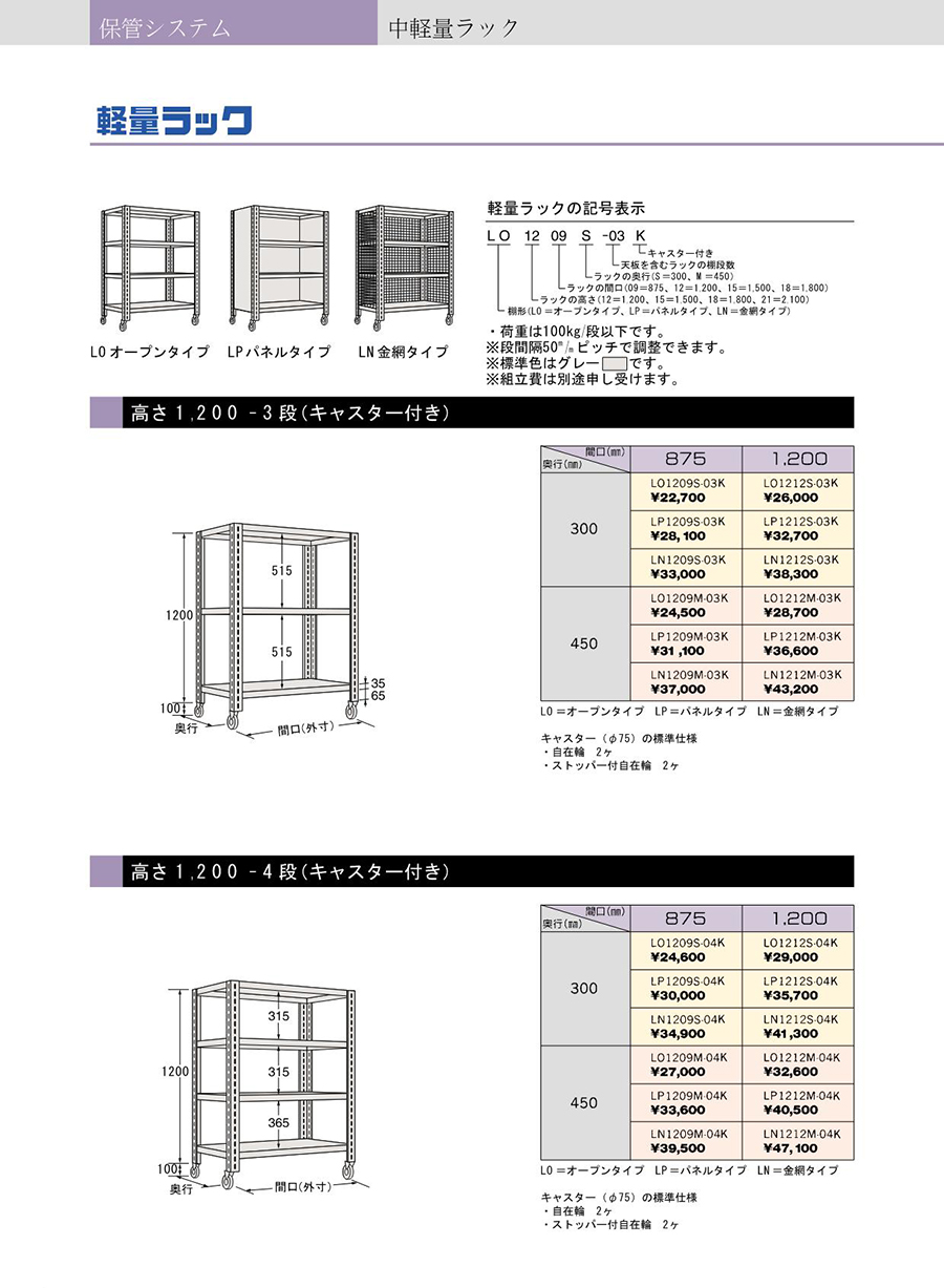 中量型隔板式货架 高度1200mm 四层隔板  带轮