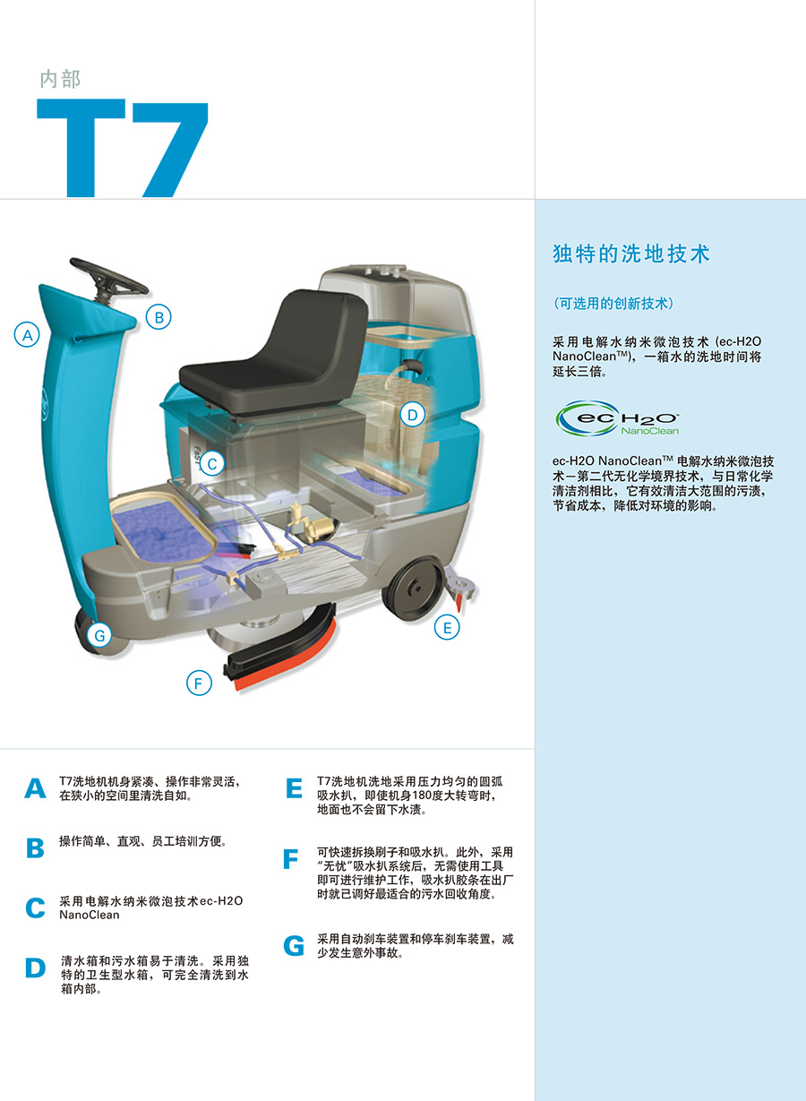 二手坦能驾驶式洗地吸干机T7