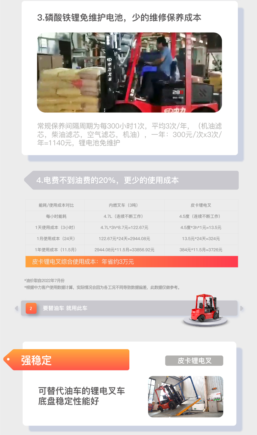 二手2.8吨中力牌锂电池叉车EFX281B