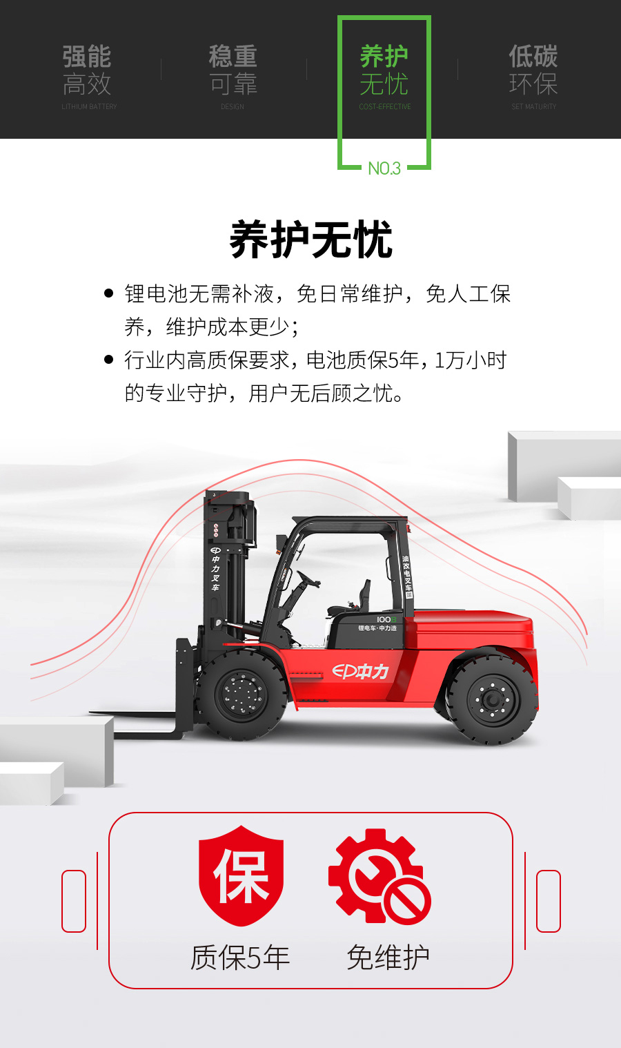 8吨中力牌锂电池叉车ICE801B
