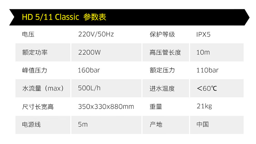 卡赫 紧凑型冷水高压清洗机HD 5/11 Classic *CN