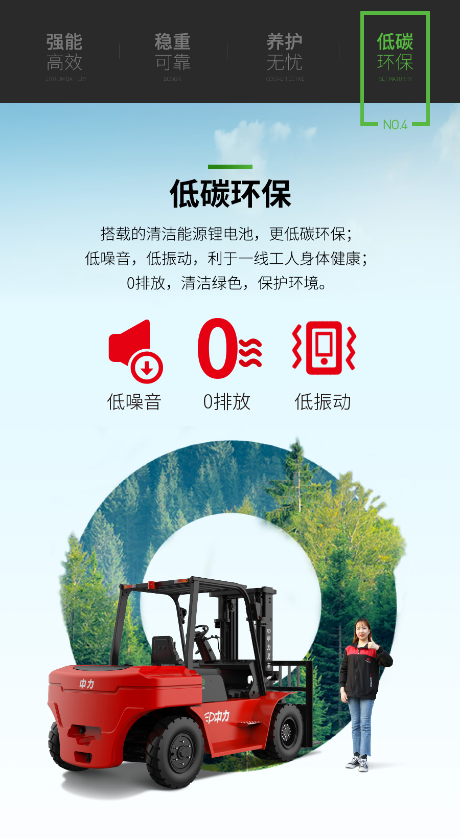 7吨中力牌锂电池叉车ICE701B
