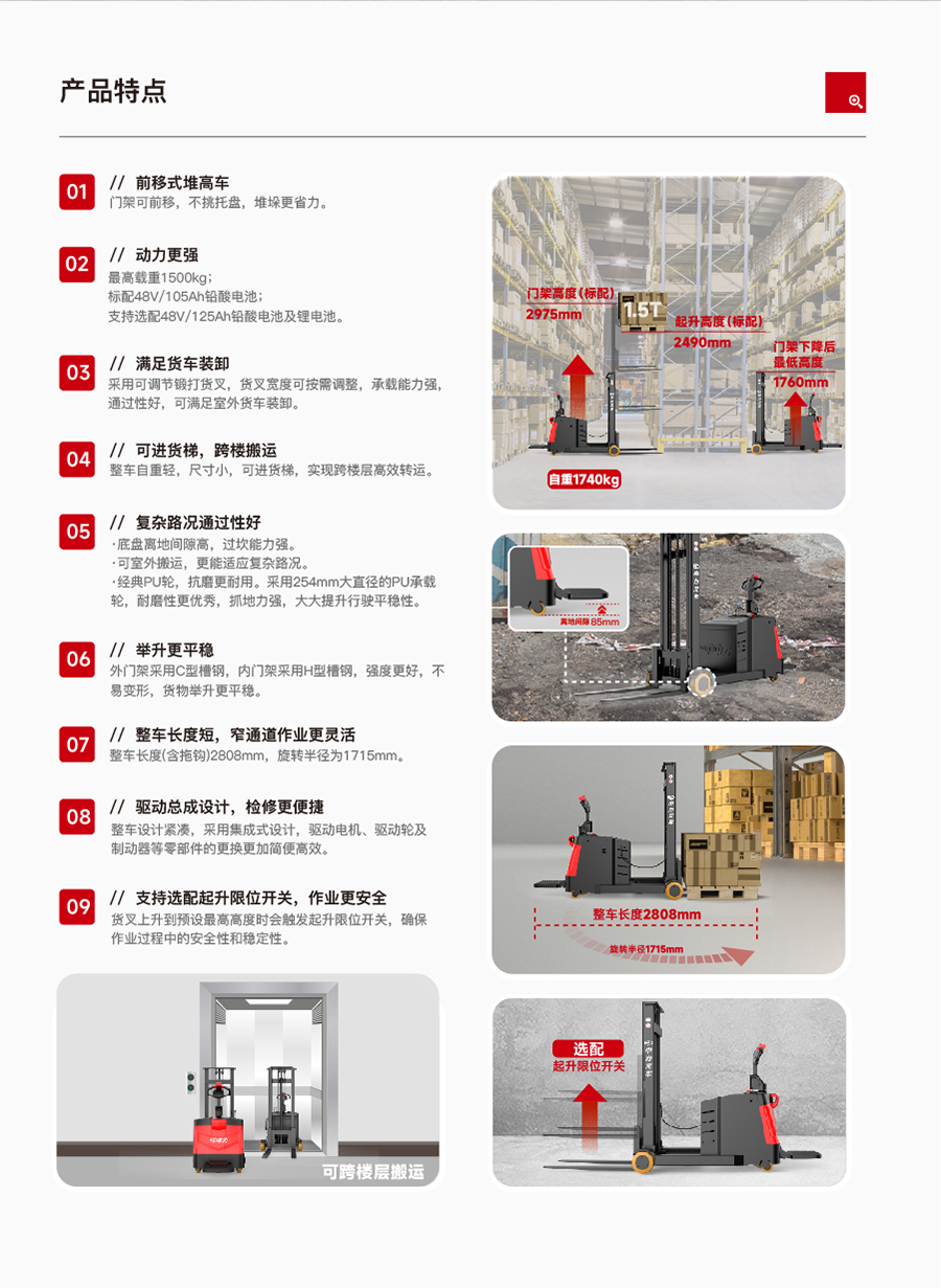 1.5吨中力货叉前移式堆高机EQA151