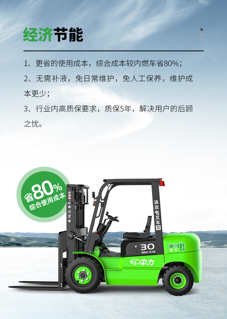 二手3.5吨中力牌锂电池叉车ICE352S