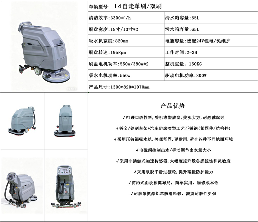 LIFITOL手推式洗地吸干机L4（自走款）