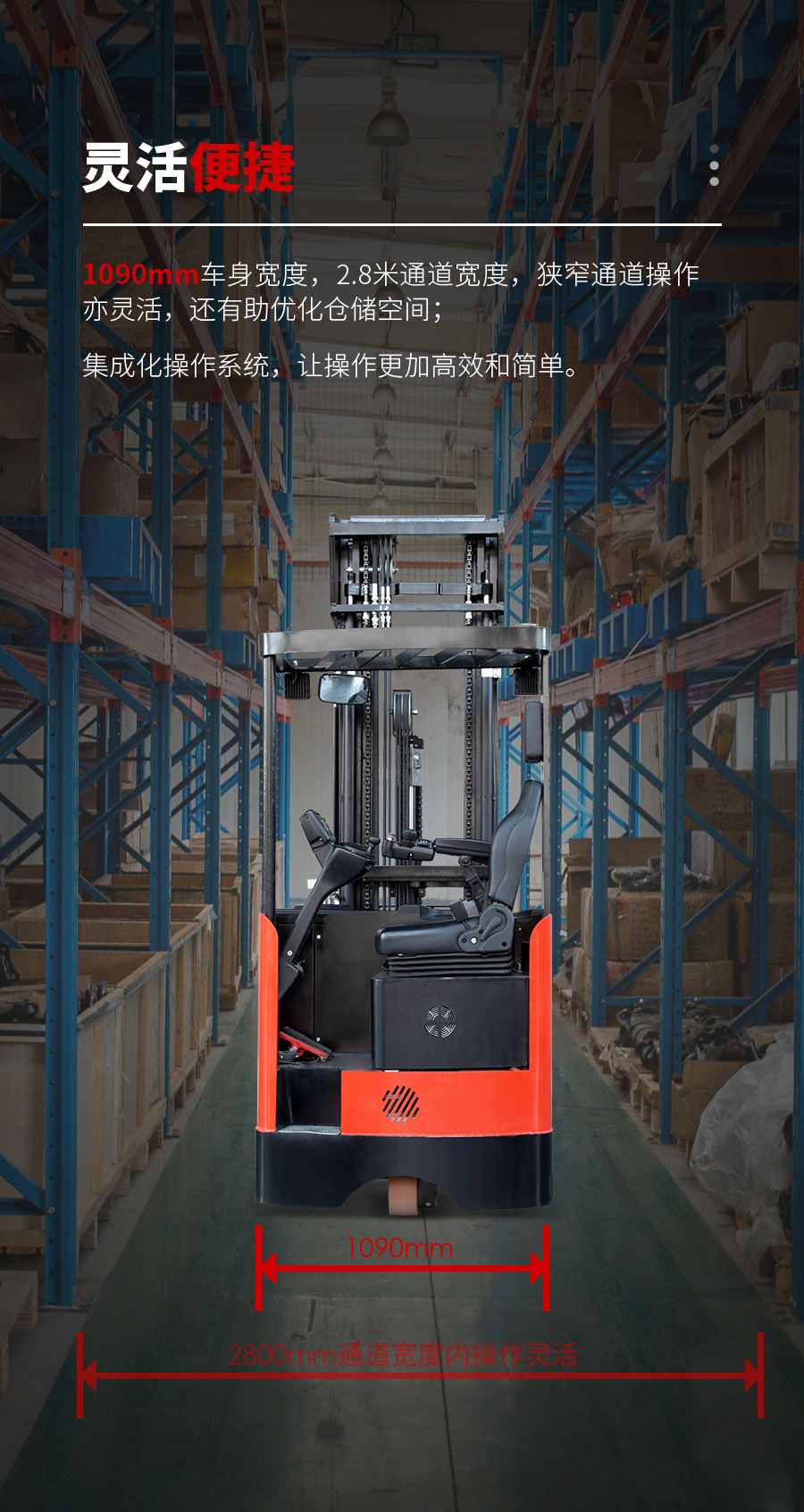 1.6吨中力牌锂电池坐驾前移式叉车CQD16L